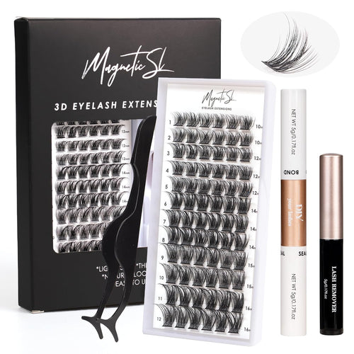 Lash Clusters DIY Lash Extension Kit 72 Individual Lashes with Applicator and Lash Bond & Seal