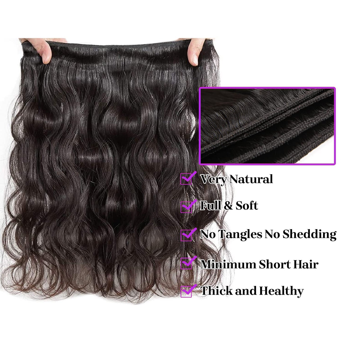 Crowned Roots 12A Body Wave 3 Bundles 100% Human Hair Natural Color
