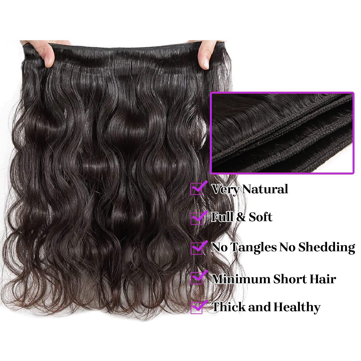Crowned Roots 12A Body Wave 3 Bundles 100% Human Hair Natural Color