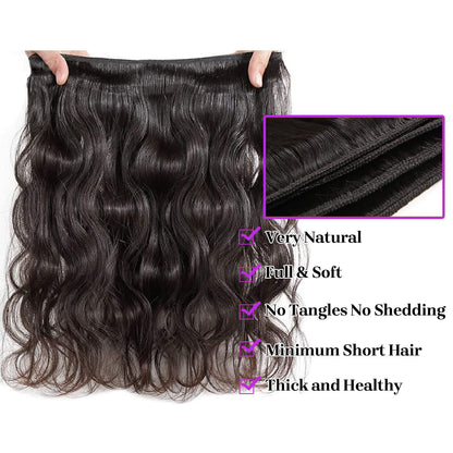 Crowned Roots 12A Body Wave 3 Bundles 100% Human Hair Natural Color