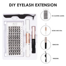 Load image into Gallery viewer, Lash Clusters DIY Lash Extension Kit 72 Individual Lashes with Applicator and Lash Bond &amp; Seal
