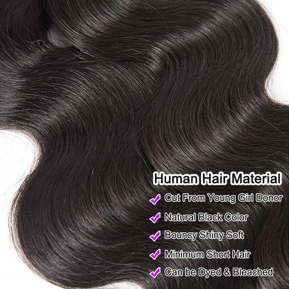 Crowned Roots 12A Body Wave 3 Bundles 100% Human Hair Natural Color