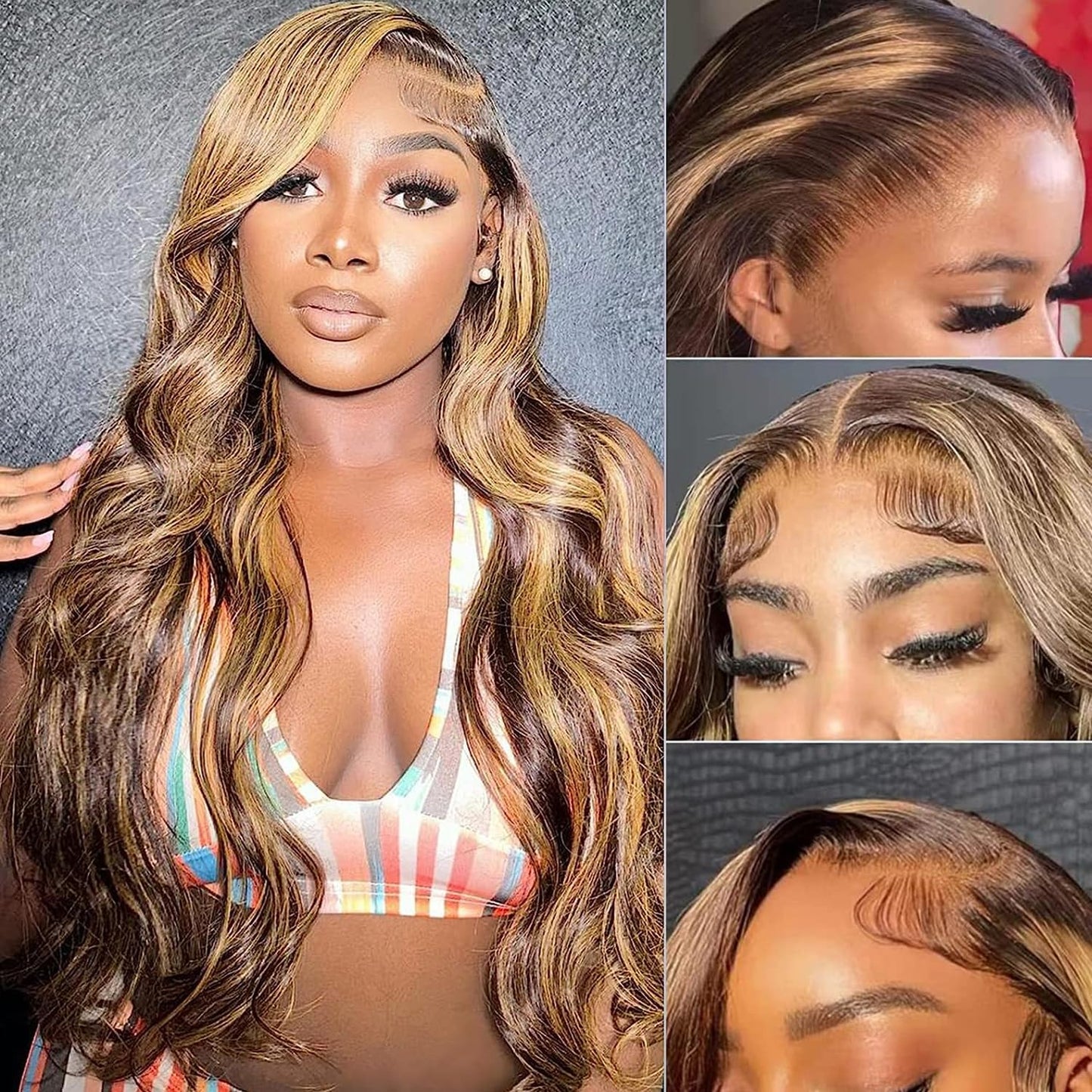 Crowned Roots 13x4 HD Lace Ombre P4/27 Body Wave Glueless Human Hair Wig