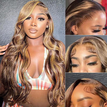 Crowned Roots 13x4 HD Lace Ombre P4/27 Body Wave Glueless Human Hair Wig