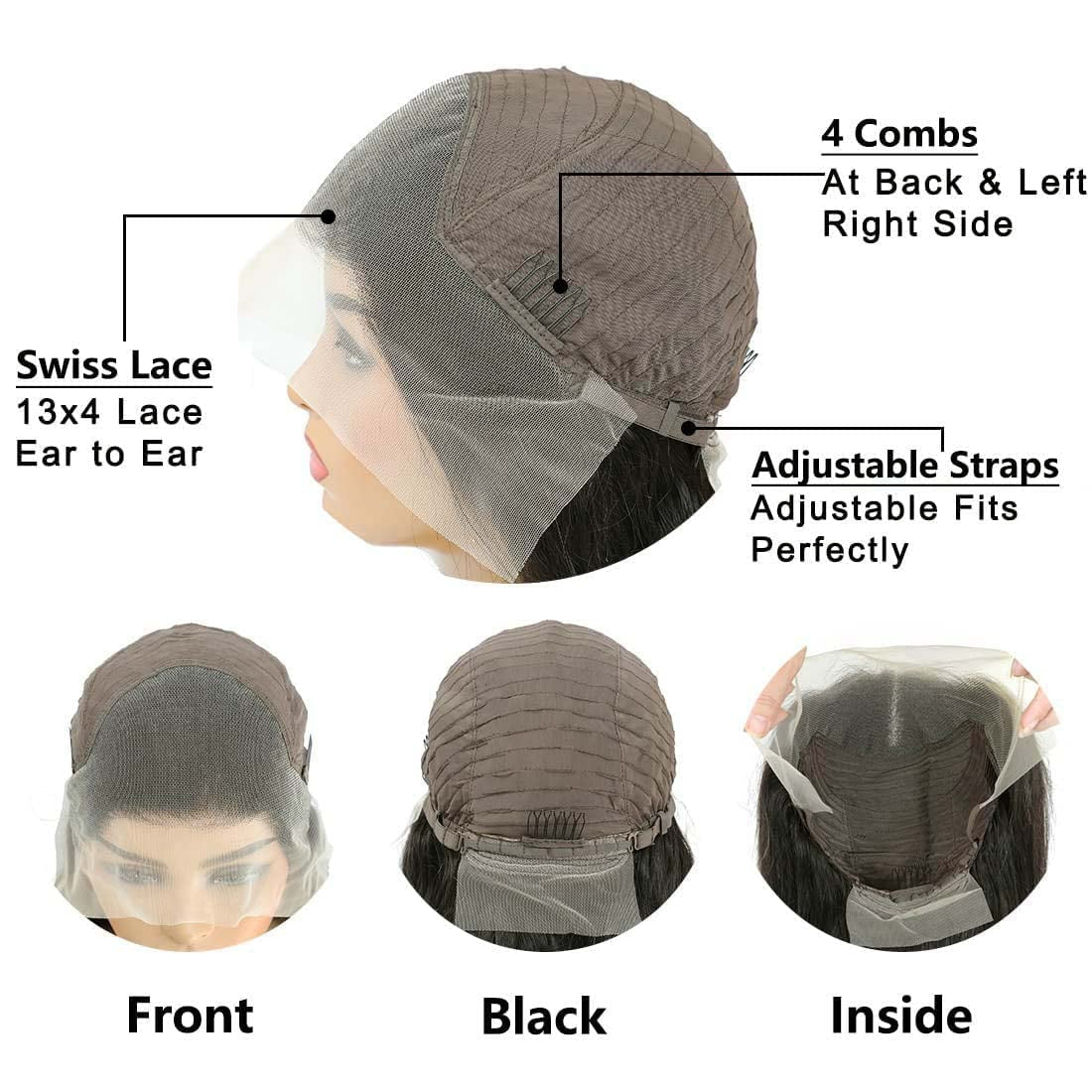 Crowned Roots13X4 Straight Human Hair Pre Plucked with Baby Hair Glueless 150% 