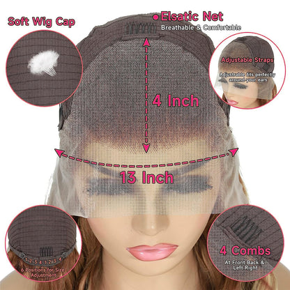 Crowned Roots 13x4 HD Lace Ombre P4/27 Body Wave Glueless Human Hair Wig